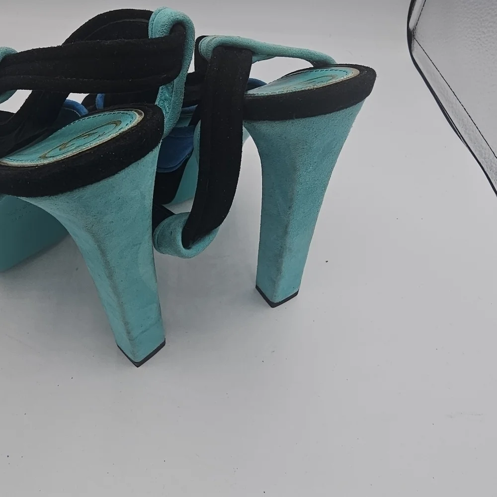 Gucci Women's Tri color suede Slingback Sandals Platform Size 39.5 - Picture 13 of 13